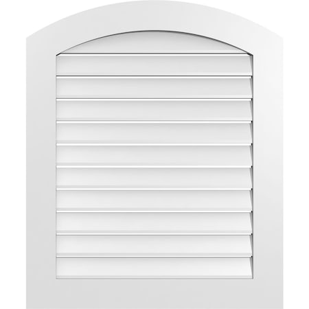 Ekena Millwork Arch Top Surface Mount PVC Gable Vent: Non-Functional, w/ 3-1/2"W x 1"P Standard Frame, 30"W x 34"H GVPAR30X3401SN